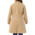 thumbnail image 4 of Agnes Orinda Women's Plus Size St. Patrick's Day Long Winter Coats Notch Lapel Double Breasted Pea Trench Coats 3X Khaki, 4 of 7