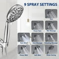 thumbnail image 2 of High Pressure 10 Setting Handheld Shower Head, 5" Detachable Showerhead Spray Built-in Power Wash to Clean Tub, Tile & Pets, 79" Extra Long Stainless Steel Hose, Adjustable Bracket - Chrome, 2 of 14