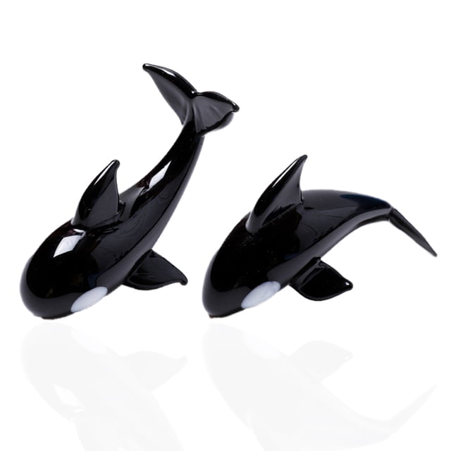Figuritas de ballenas pequeñas sopladas a mano, estante de palillos de animales marinos de arte en vidrio, regalo, decoración de pecera para el hogar, 2 uds.