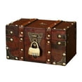 thumbnail image 2 of SPRING PARK Decorative Small Wooden Storage Trunk, Wood Suitcase Chest Old-Fashioned Antique Box, 2 of 6
