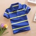 thumbnail image 5 of Odeerbi Camisas de Golf de Chicos Botón de Solapa A Rayas Camisas de Tenis de Manga Corta Uniforme Escolar, 5 of 5