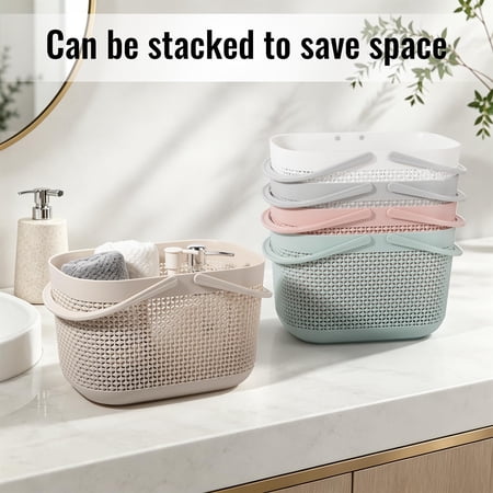 Plastic Organizer Storage Baskets with Handles Shower Caddy Bins Organizer for Bathroom and kitchen