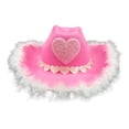 thumbnail image 5 of BRICH Cowboy Hat Heart Pattern Western Hat Travel Casual Wear Hats Fashion Denims Hats for Daily Fashion Statements 01-Pink One Size, 5 of 7