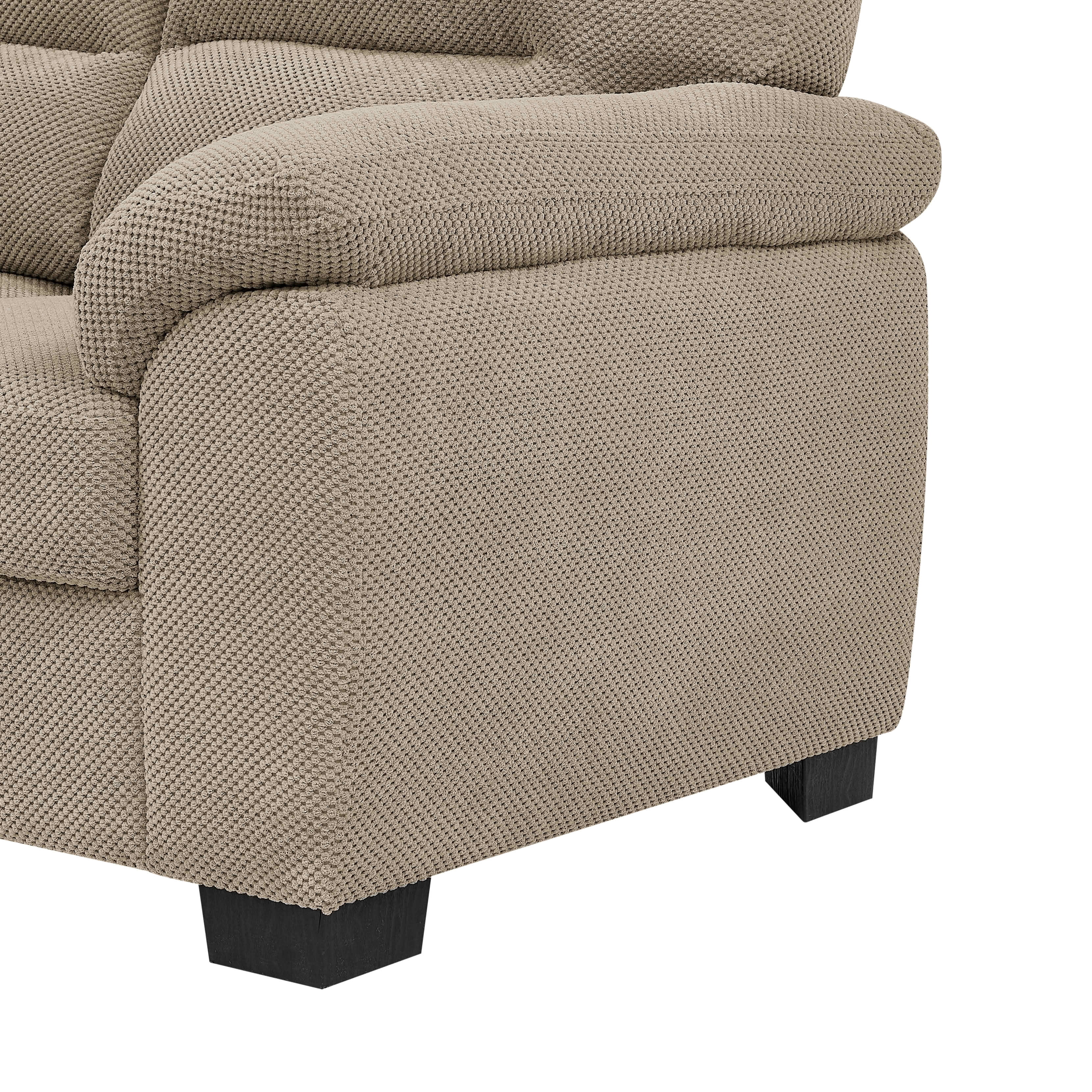MAYEERTY 81 Inch 3‑Seater Sofa, Modern Textured Fabric Couch with Plush Track Arms & Solid Wood Frame for Living Room