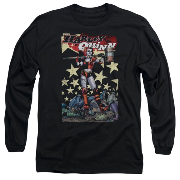 Batman Quinn One Long Sleeve Adult 18/1 T-Shirt Black