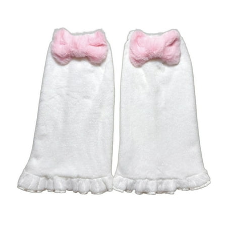 

Dasbsug Women Plush Leg Warmers Lolita Sweet Pink Bow Cosplay Fuzzy Foot Cover Socks