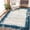 Blue green, variant on Modern Bordered Area Rug, Machine Washable, Non-Slip, Non-Shedding Soft Velvet Foldable Accent Carpet for Living Room, Bedroom, and Dining Room