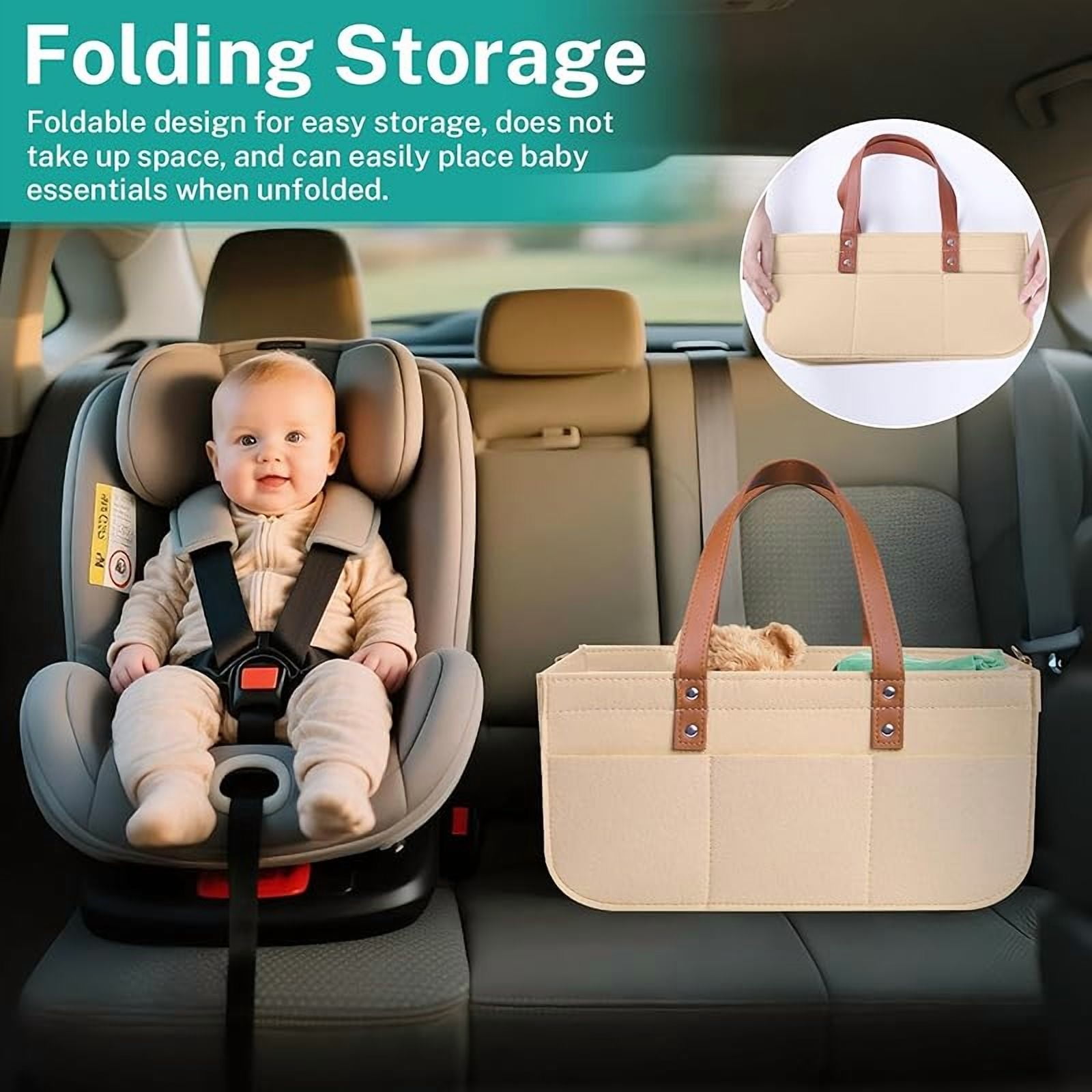 Diaper Caddy Bag,Car Organizer and Storage,Caddy Organizers with Handles and Straps, Baby Bottle Organizer for Nursery,Portable Baby Diaper Caddy