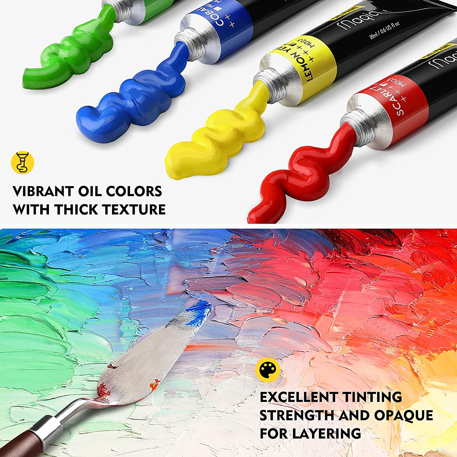 40pcs Oil Paint Set (18ml/0.6oz) with Storage Box for Artists, Students, Beginners Christmas Gifts