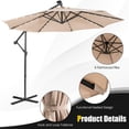 thumbnail image 3 of Resenkos 10 Feet Patio Solar Powered Cantilever Umbrella with Tilting System-Beige, Patio Offset Umbrella with Easy Tilt Adjustment, Outdoor Hanging Umbrella, Sunshade Umbrella Canopy, 3 of 7