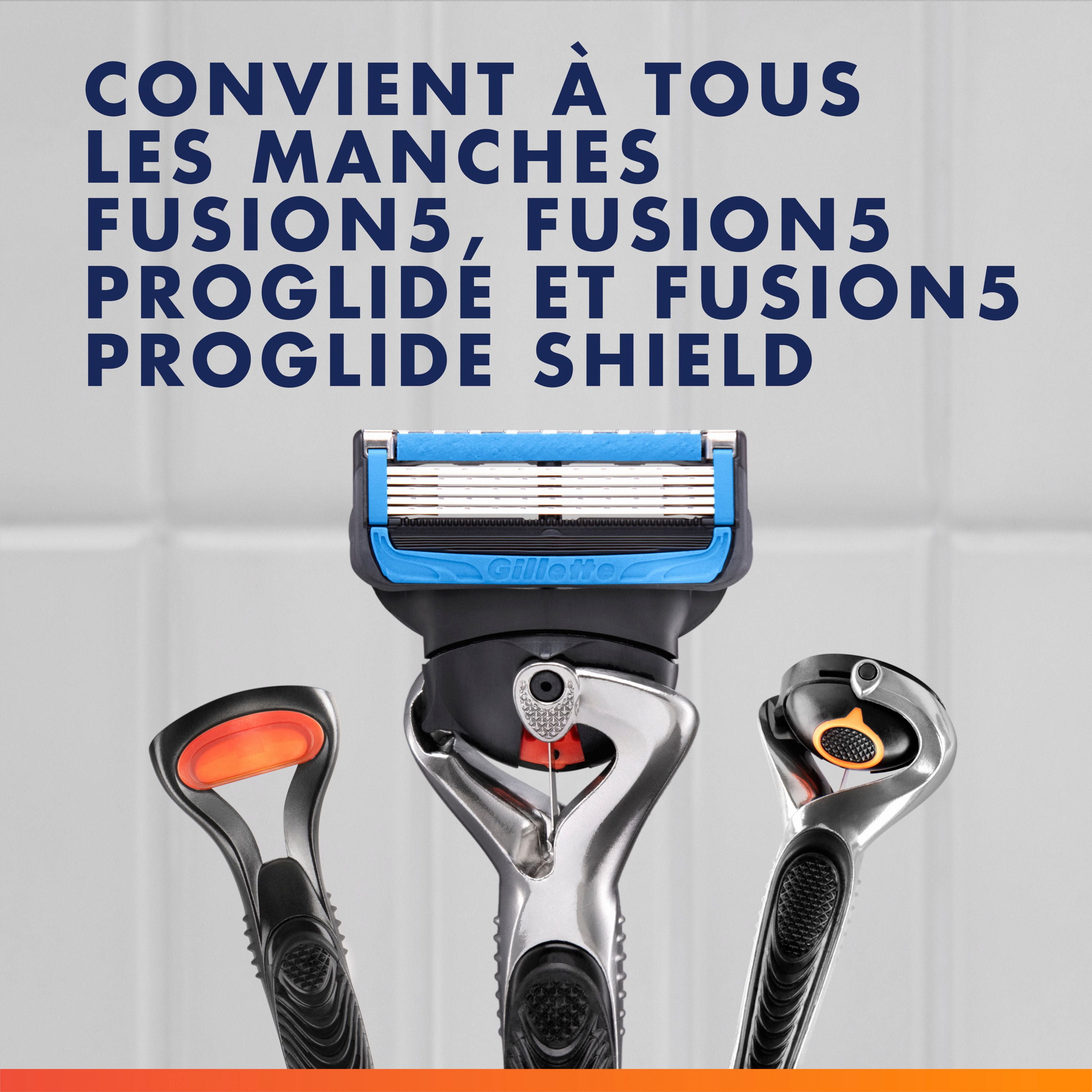 Cartouches de rechange de rasoir Gillette Fusion5 ProGlide Fraîcheur de rasoir pour manche de rasoir Flex-pivot, 5 lames de rasoir, 2x plus de lubrification rafraîchissante
