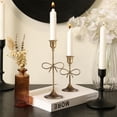 thumbnail image 6 of Home Decor Collection Sterling & Noble Home Gold Metal 9.06" Taper Tabletop Indoor Candle Holder, with Bow Accent, 6 of 16