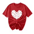 thumbnail image 2 of Offres de Vacances Iumwxz Chemises de la Saint-Valentin Tunique Plissée Décontractée Hauts de Sortie Blouse à Imprimé Cœur Col Rond Manches Courtes Tee Tops pour Dames Tendance Travail, 2 of 4