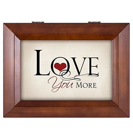 Love You More Wood Finish Jewelry Music Box Plays Tune All You Need Is Love