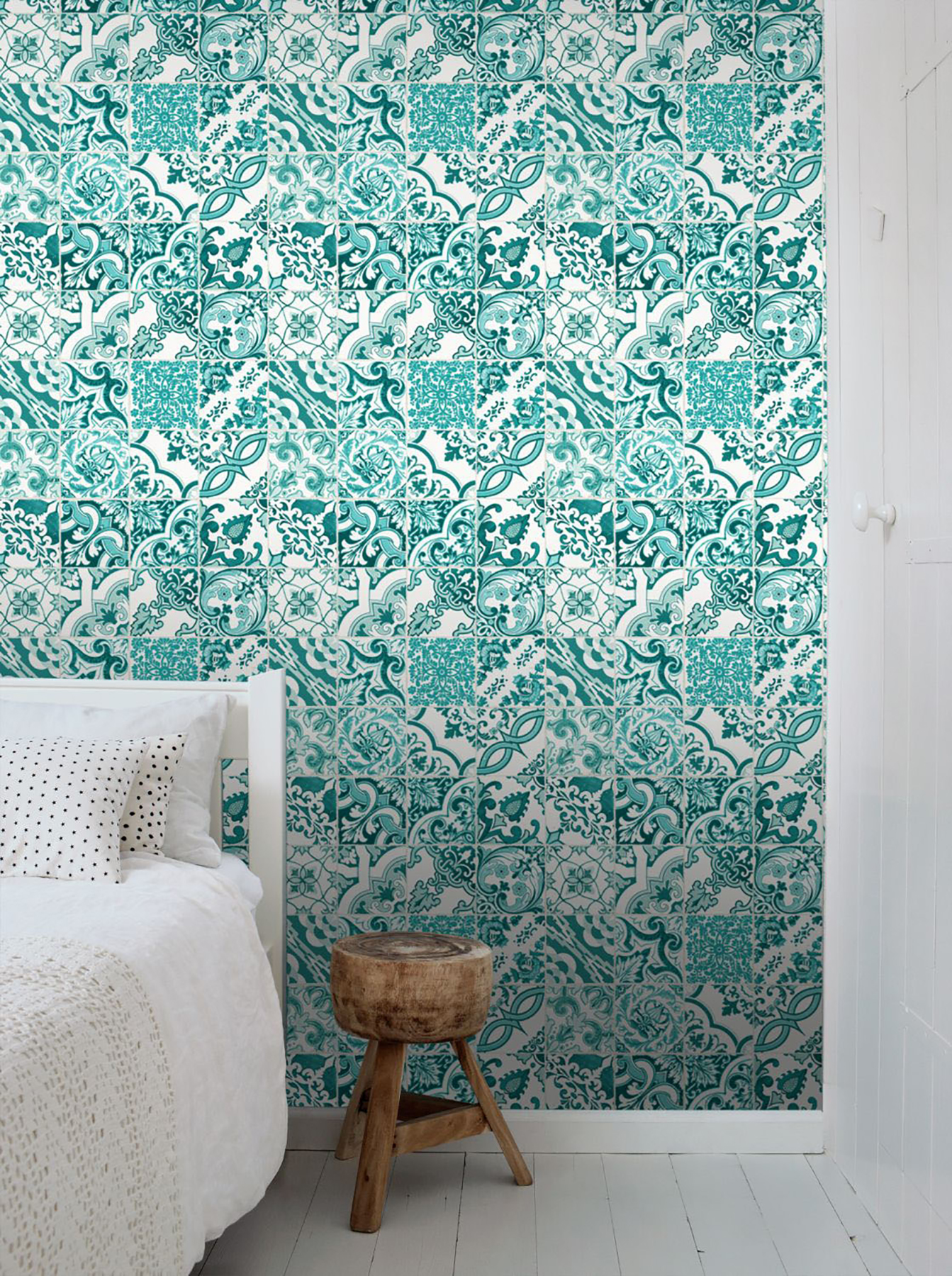 ESTA Home Cohen Turquoise Tile Wallpaper, 20.5-in by 33-ft