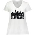 thumbnail image 3 of Inktastic Cleveland Skyline Grunge Women's Plus Size V-Neck T-Shirt, 3 of 5