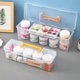 thumbnail image 4 of Caja de almacenamiento con tapa a prueba de polvo, asa amarilla, apilable, organizador de plástico para cosméticos, oficina, especias, suministros de arte y herramientas., 4 of 8