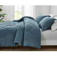 thumbnail image 3 of Chezmoi Collection Hugo 3-Piece Jacquard Comforter Set King Size, Blue Textured Woven Lightweight Thin Comforter Summer Bedding, 3 of 9