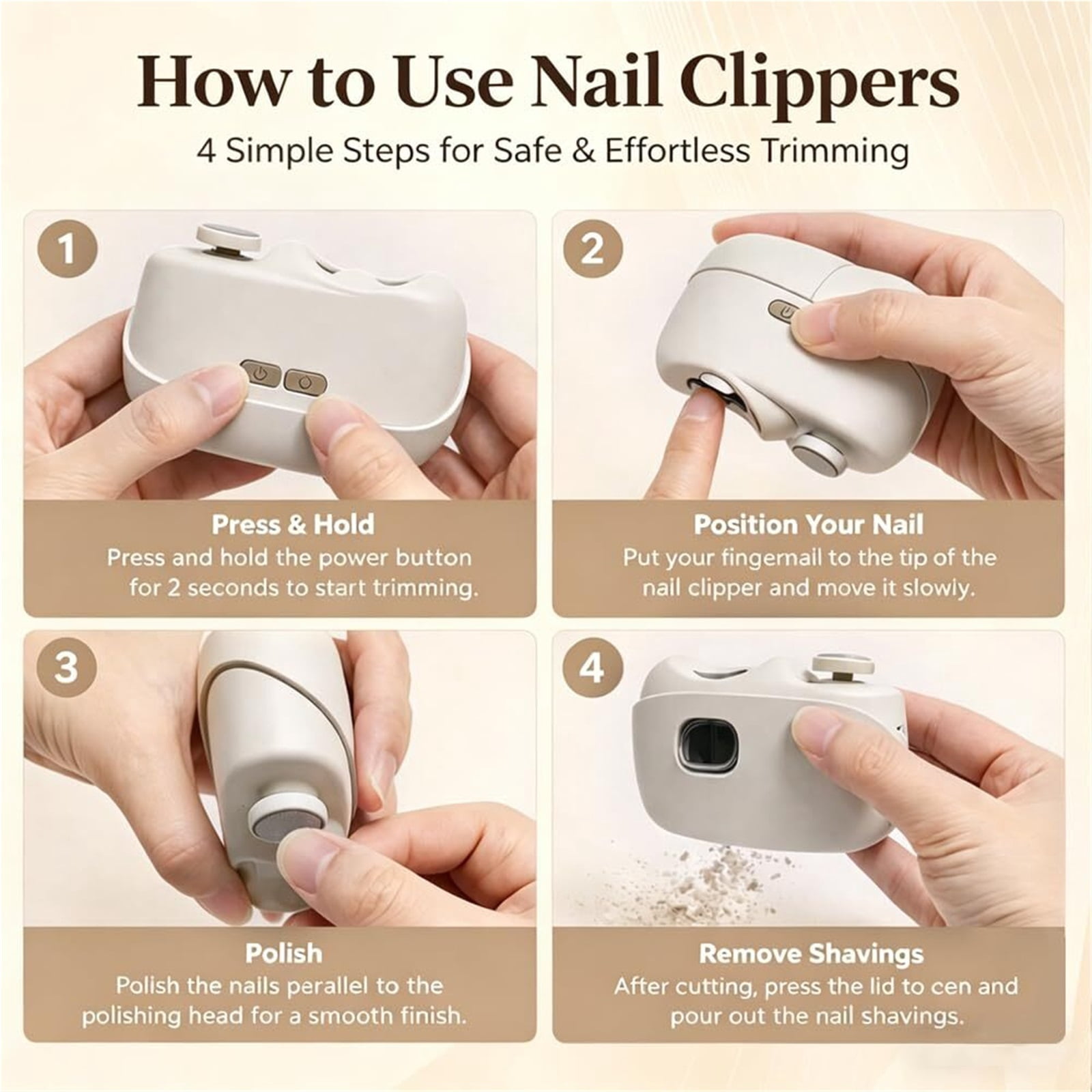 Electric Nail Clippers for Seniors,2026 New Smart Electric Nail Clippers,2 in 1 Electric Toe Nail Clipper with Polishing, USB, LED Light, Safety First Nail Clippers Baby with Mini Folding Keychain