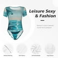 thumbnail image 4 of Fotbe Turquoise Ocean Reflection Pattern Women's Crew Neck Short Sleeves Bodysuit Tops Round Neck Slim Sleeveless Soft Comfortable Basic-Small, 4 of 7