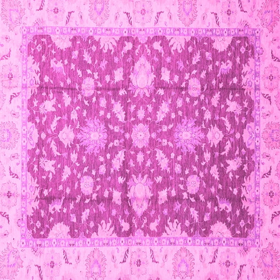 Ahgly Company Indoor Square Oriental Pink Traditional Area Rugs, 7' Square