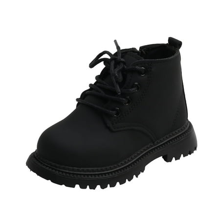 

Sngxgn Boys Girls Lace Up Side Zipper Mid Calf Boots Hiking Outdoor Boots (Toddler/Little Kid/Big Kid)(Black 9.5)