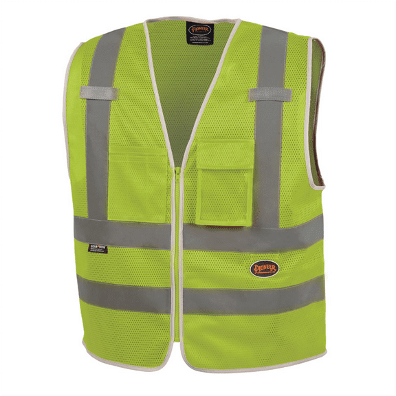 Pioneer Mesh 8-Pocket Safety Vest  - Color:  Hi-Vis Yellow/Green  - Size: 5XL