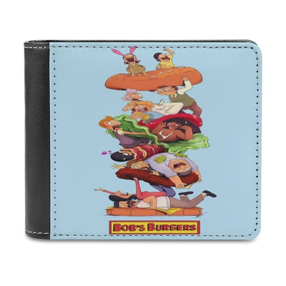Bob's Burgers Wallet, Anime Leather Wallet Mens Wallets Manga Slim Durable Bifold Wallets