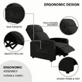 thumbnail image 6 of Pirecart Fabric Reclining Chair, Single Sofa Chair with Thicker Seat Cushion and a Side Pocket, Home Theater Seating with Adjustable Backrest and Footrest, Black, 6 of 9