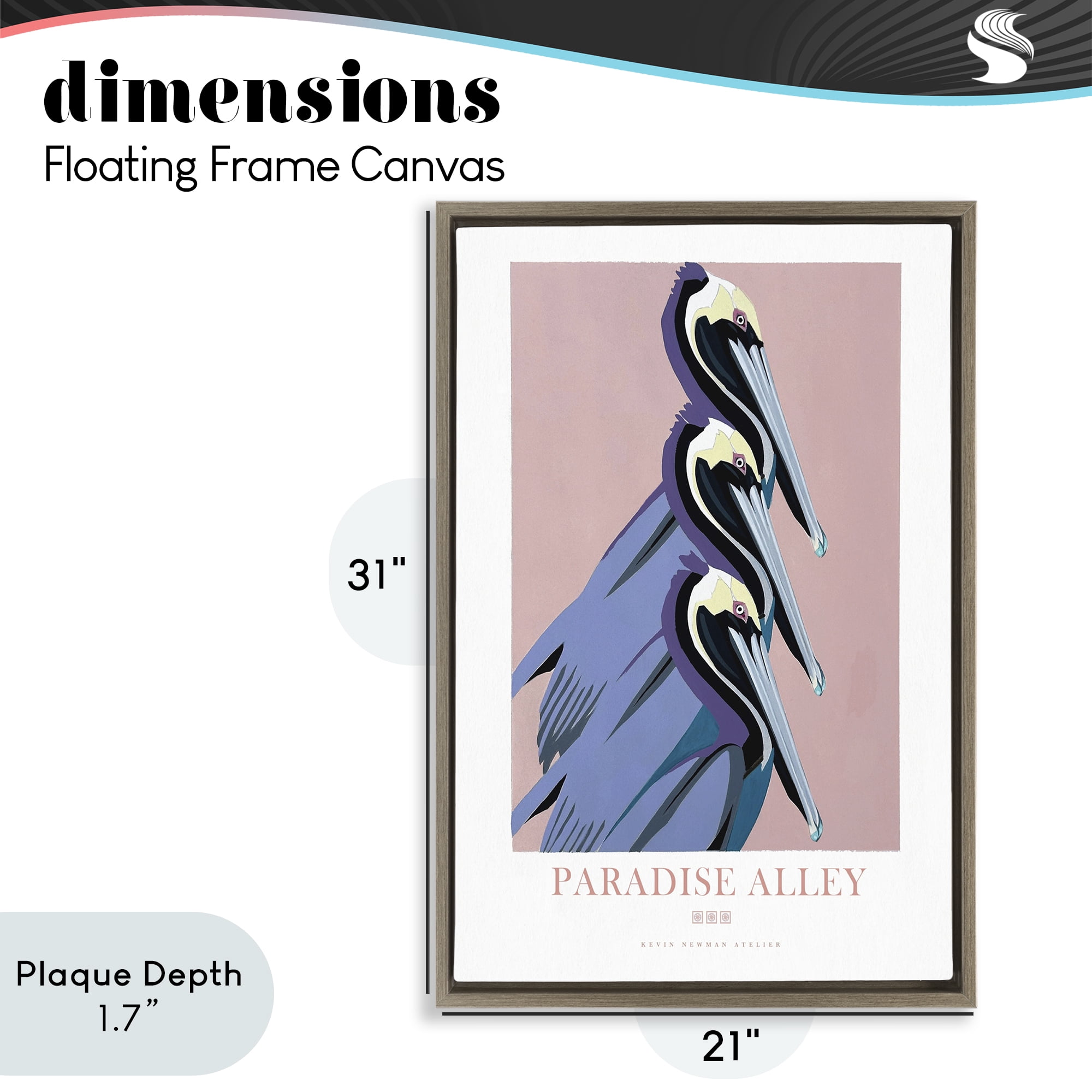 Stupell Industries Paradise Alley Pelican Trio Brown Framed Floater Canvas Wall Art, design by Jadei Graphics