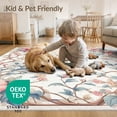thumbnail image 4 of ODIKA 8'x10' Washable Area Rug Durable, Non-Slip Pink Petal Border Whimsical Scattered Polka Dot Motifs Boho Scallop for Living Room, Under Sectional, Family Room, 4 of 7