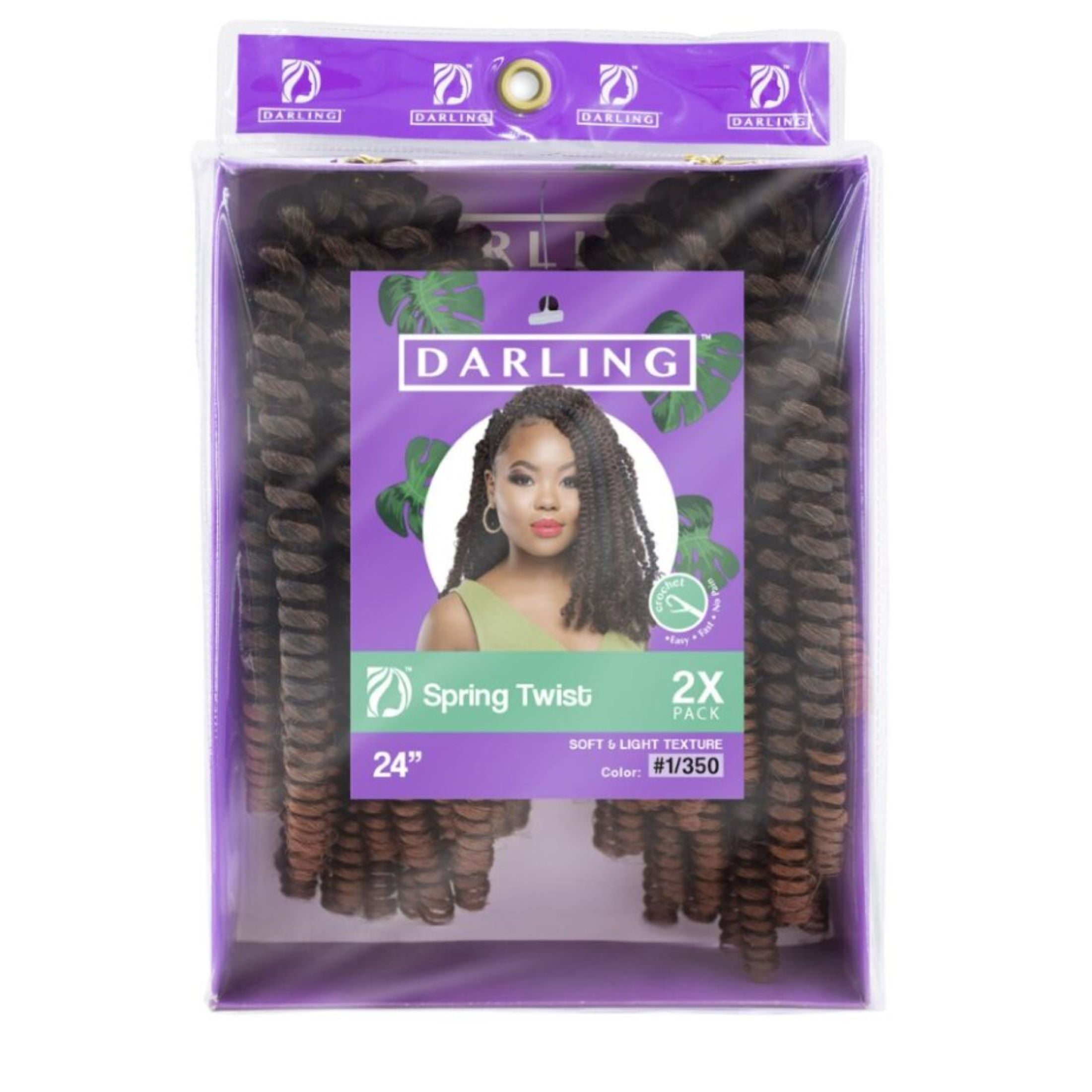 (2 pack) Darling Spring Twist Crochet Hair 2X Pack, 24 inch, #1/350, Female, Adult
