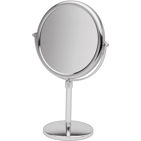 Jerdon 9" Tabletop 2-Sided Swivel Mirror with 5x Magnification, Adjustable Height, Chrome