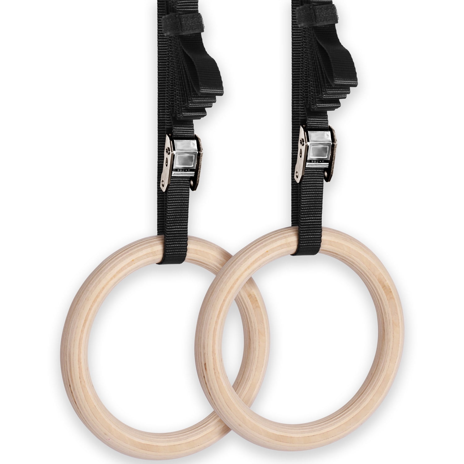 Yes4All Gymnastics Rings with Adjustable Straps & Buckles (Wooden