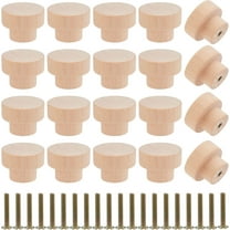 20pcs Wood Drawer Knob with Screws Cabinet Pulls Handles for Drawer Doorknob Accessories Antique White 35x25mm