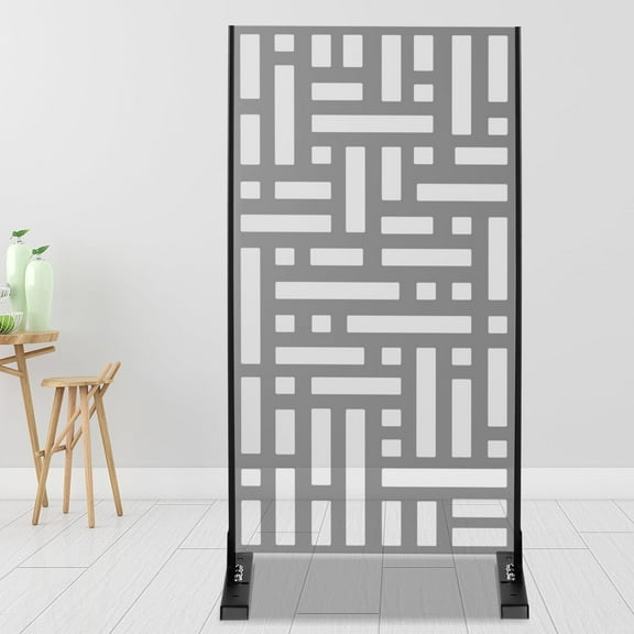 Metal Privacy Screen Stand, Outdoor Decorative Screen Panel Fence, Freestanding Freestanding Screen Set for Deck Balcony Patio