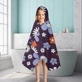 thumbnail image 6 of Darkpurple Daisy Flower Orange Petals Pattern Hooded Bath Towel，50"x30" for Ages 3 To 12 Kids, Quick Dry Lightweight Soft Microfiber Hood Beach Towel Cover Up for Kids, 6 of 7