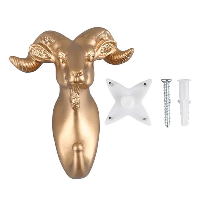 Gancho de resina con forma de animal para colgar en la pared, gancho decorativo para abrigo, toalla, llave, cabra dorada