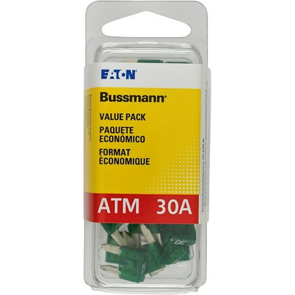 Bussmann (VP/ATM-30-RP) Green 30 Amp Fast Acting ATM Mini Fuse, (Pack of 25)