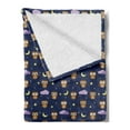 thumbnail image 2 of Cartoon Soft Flannel Fleece Throw Blanket, Owls in an Starry Night and Moon Happy Sleepy and Alert Animals Art, Cozy Plush for Indoor and Outdoor Use, 70" x 90", Indigo and Multicolor, by Ambesonne, 2 of 5