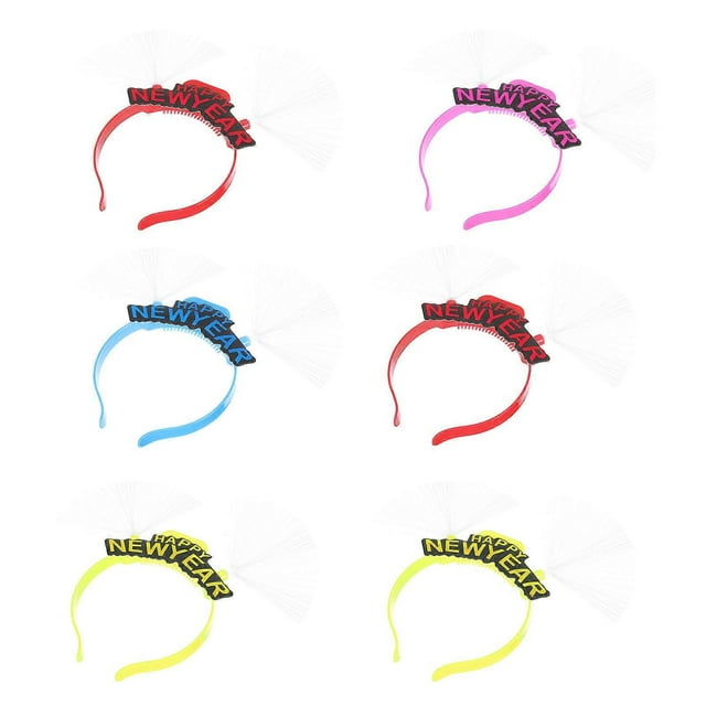 Glowing Hair Hoops New Year Party Headbands Plastic Led Lights 18x12cm Create Atmosphere 6Pack