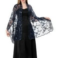 thumbnail image 1 of MYG Long Sparkly Sequin Sheer Tulle Lace Embroidery Shawl Wrap Scarf Evening Wedding, 1 of 9