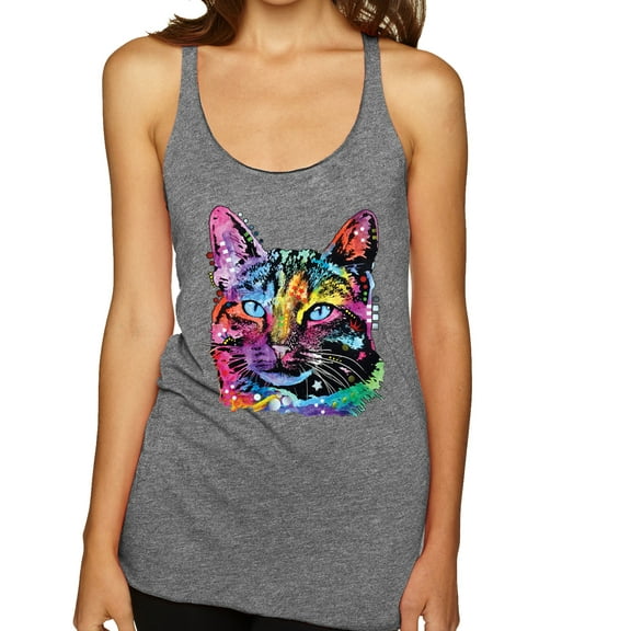 Cute Cat | Dean Russo Art Animal Lover Tri-Blend Racerback Tank Top, Premium Heather, X-Large