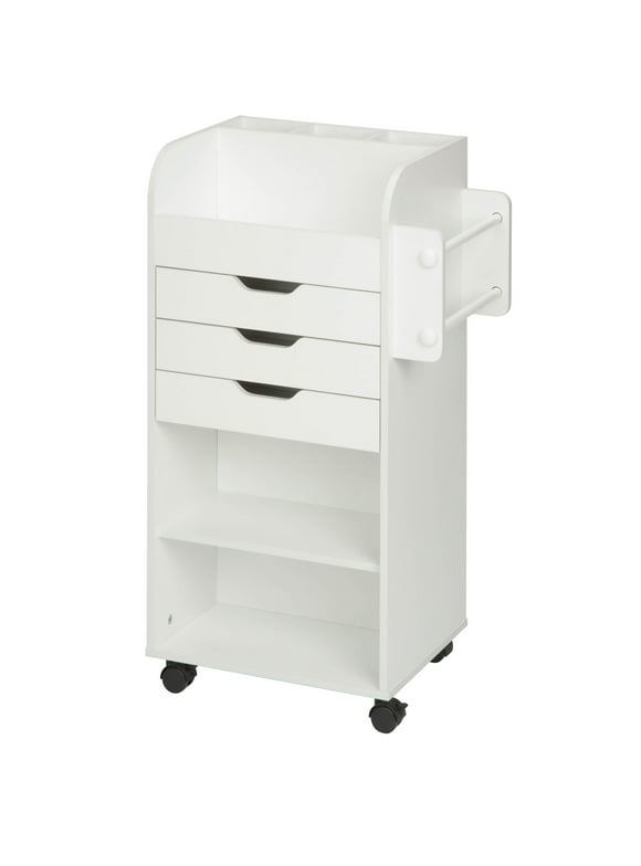 Honey-Can-Do 6-Tier Wood Rolling Craft Storage Cart, White