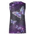 thumbnail image 5 of DailyTrove Women's Purple Floral Print Asymmetrical Tank Top - Polyester Casual & Boho Wear, Vibrant for Outings, 5 of 6