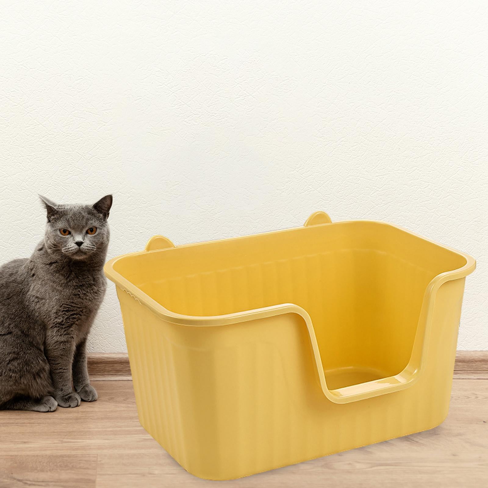 Fzaqwen Cat Litter Box Easy to Clean Anti Splashing for All Kinds of Cat Litter Open Top Yellow Large