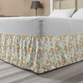 thumbnail image 1 of Spring Bed Skirt, Raw Almonds and Flower Petals Leaves Fragrance Foliage Illustration, Elastic Bedskirt Dust Ruffle Wrap Around for Bedding Decor, 4 Sizes, Pale Brown Green and Pink, by Ambesonne, 1 of 2