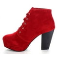 thumbnail image 5 of Forever Women Stacked Chunky Thick High Heels Ankle Boots Hidden Platform Lace Up Booties Camille-86 Suede Hot Red 8, 5 of 5