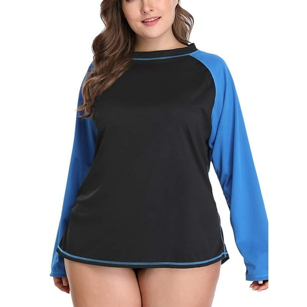 Plus size swim hot sale top with sleeves