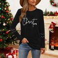 thumbnail image 4 of Birdeem T-Shirt à Manches Longues à Col Rond Imprimé « Merry Noël » pour Femmes, Haut de Travail, 4 of 9